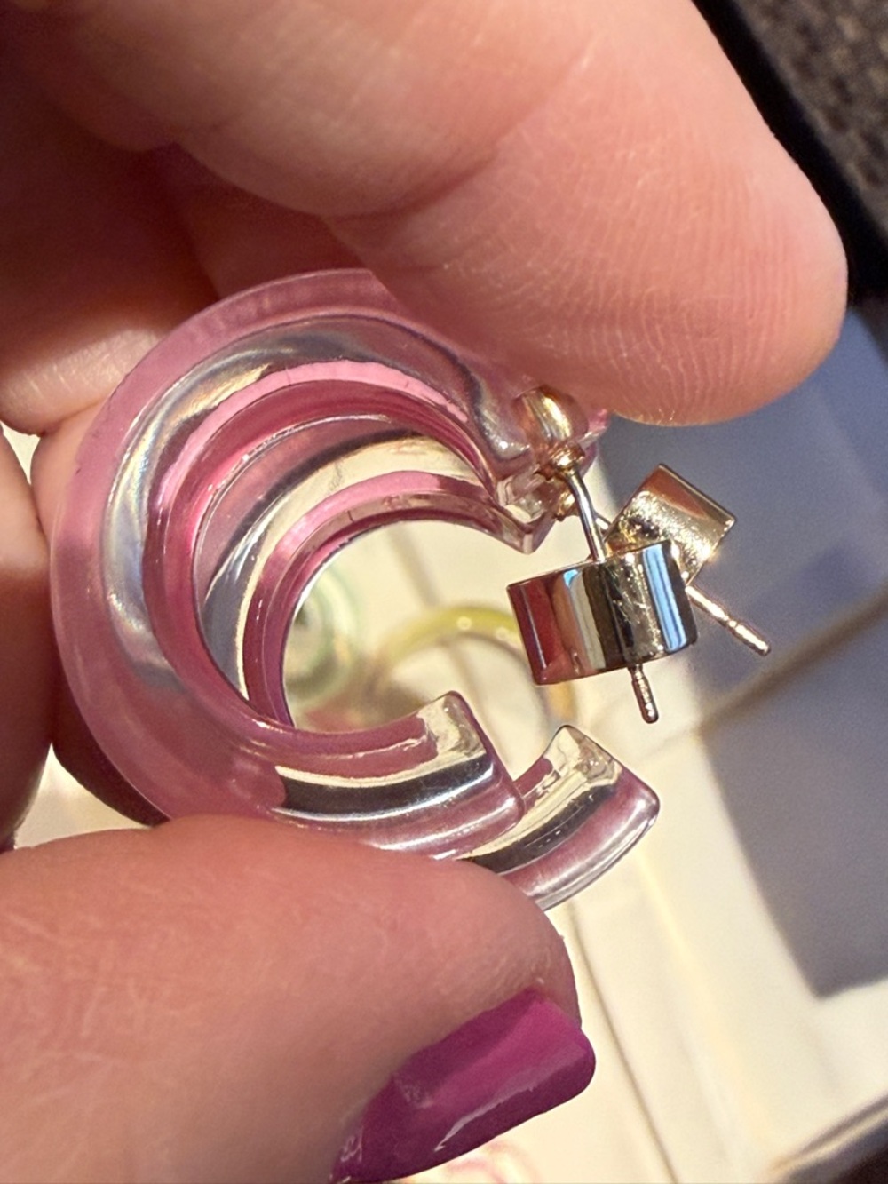Alison Lou light Pink Lucite Hoop Drop Earrings – Lightweight Women’s Jewelry
